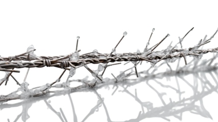 Title: Barbed Wires 3D Rendering Isolated on White Background for Realistic Visual Presentation