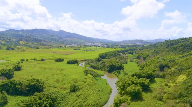 Drone footage of a Golf Course in Gurabo, Puerto Rico. Captures lush fairways, tropical scenery, and mountain views&mdash;ideal for travel, real estate, sports, and outdoor lifestyle content.