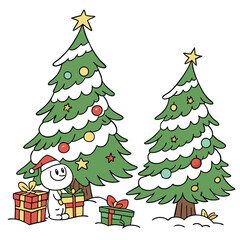 Naklejka premium set of nice hand drawn christmas trees