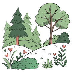 Obraz premium Hand drawn flat winter landscape