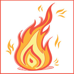 Crayon drawn red fire flames icons collection. Hand drawn doodle flames stickers.