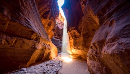 Exploring Deep Canyon with Light Beam Shining Through