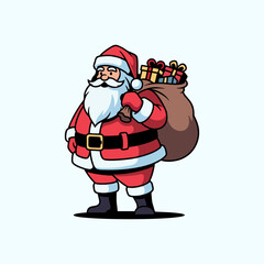 vector image of Santa Claus bringing gifts