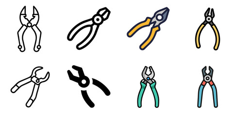 gripping pliers icon set . Labor day related icon