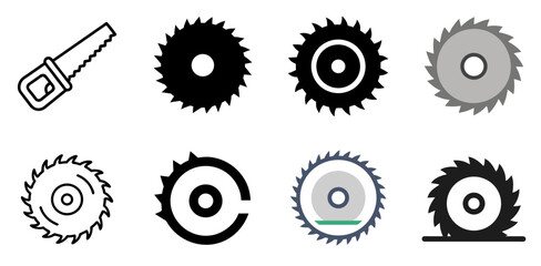 circular saw blade icon set . Labor day related icon