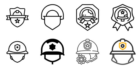helmet with star icon set . Labor day related icon
