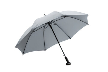 Gray umbrella, open, angled view