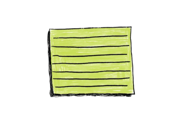 A light lime green square notepad, with horizontal lines