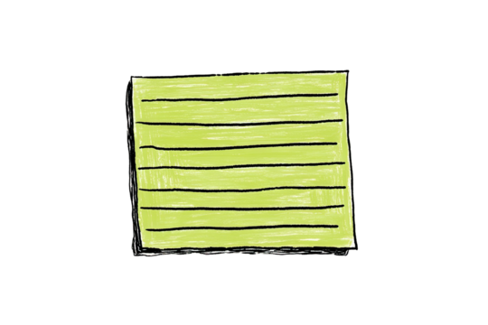A light lime green square notepad, with horizontal lines - Powered by Adobe