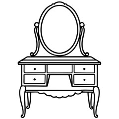 Antique Vanity Mirror Line Art 