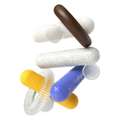 Medication Abstract Geometric Composition PNG With Textured Shapes on Transparent Background