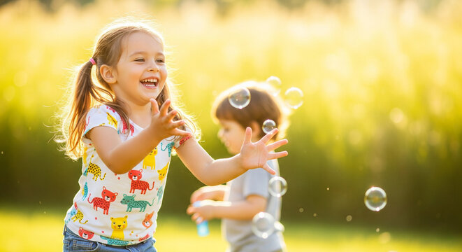 girl blowing bubbles