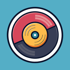 Vintage vinyl record disc vector icon illustration with musical design