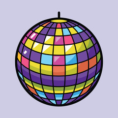 A Colorful Disco Ball with Retro Flair on a Light Purple Background