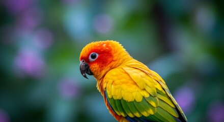 Vibrant Sun Conure Parrot Closeup