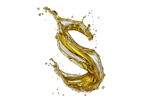 Golden liquid letter "S" in dynamic splash