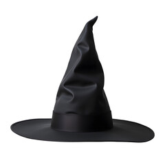 Fototapeta premium Classic Witch Hat Isolated on a White Background With a Transparent Look, Ideal for Halloween or Costume Events Featuring Magical Themes and Traditions