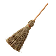 Witch's Broom Sticks Upright With a Natural Design on a White Background Creating an Isolated and Transparent Appearance