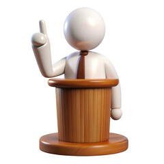 3d icon of man speaking at a podium isolated on transparent background