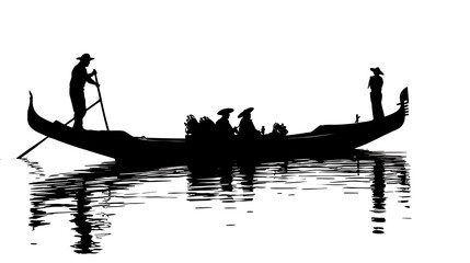 Gondola silhouette isolated on the white background 