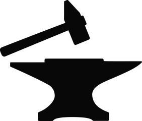 Blacksmith hammer and anvil silhouette