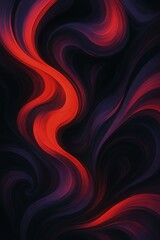 Abstract red smoke waves on black background, flowing wisps of vapor with soft curves – Ondas abstractas de humo rojo sobre fondo negro, remolinos de vapor con curvas suaves.

