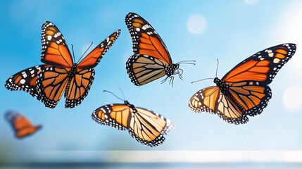Fototapeta premium Monarch Butterflies Taking Flight on a Bright Sunny Day