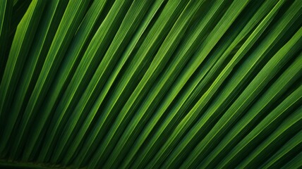 Obraz premium Radiant green palm leaf with vivid veins. Artificial intelligence image