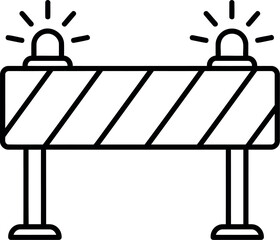 Construction barrier with flashing lights line art icon
