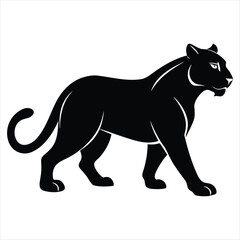 Black panther silhouette walking side view