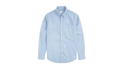 Light blue dress shirt for men, featuring a classic design with a button-up front and long sleeves, suitable for formal occasions.