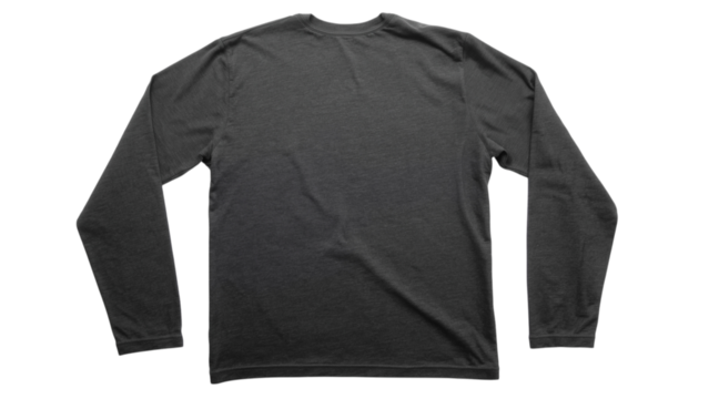 A plain long-sleeve t-shirt in dark gray, showcasing a minimalist style without logos or designs.