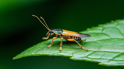 Naklejka premium Close-Up of Bug Resting on Honeylocust Leaf in Natural Habitat