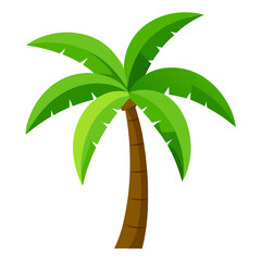 Tree with big bright green leaves vector on white background.