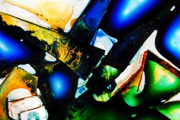 Mixed liquids in fluid colorful painting