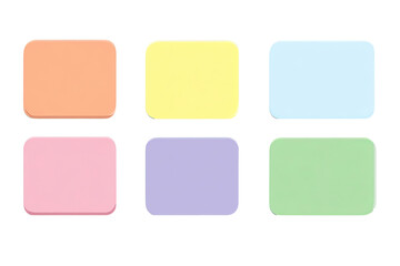 Six pastel-colored square blocks arranged in a 2x3 grid.  Each block has a slightly rounded edge