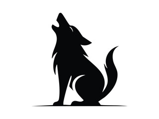 Minimalist black silhouette of a howling wolf designed in vector logo style