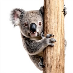Obraz premium Adorable Koala Clinging to Eucalyptus Tree in Natural Habitat
