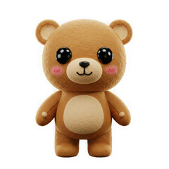 Obraz premium Cute fluffy brown teddy bear toy isolated on transparent background