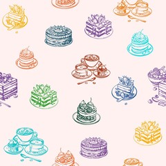 Cute, cartoonish seamless pattern on the theme of 