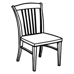 Minimalist Slat Back Chair Line Art 