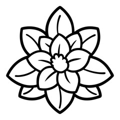 Black and white flower icon on white background.