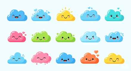 Fototapeta premium A collection of cartoonish clouds. 