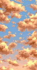 Soft peach clouds against a pale blue sky