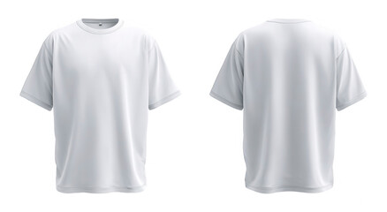 Blank white oversized t-shirt, front and back views