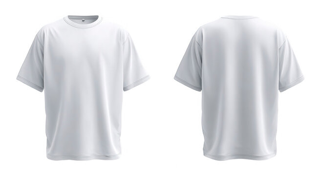 Blank white oversized t-shirt, front and back views