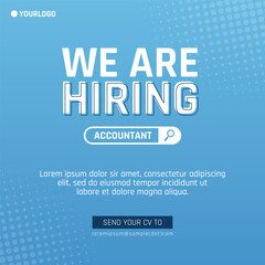 We are hiring banner with blue gradient background
