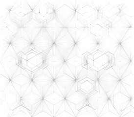Abstract geometric pattern, white on black.  Complex, repeating hexagonal shapes