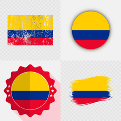 Colombia National Flag Icon Collection.