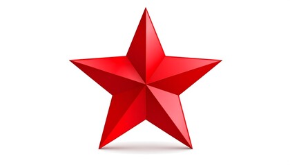 A vibrant red star, 3D rendered, on a white background.  A solid, bold shape
